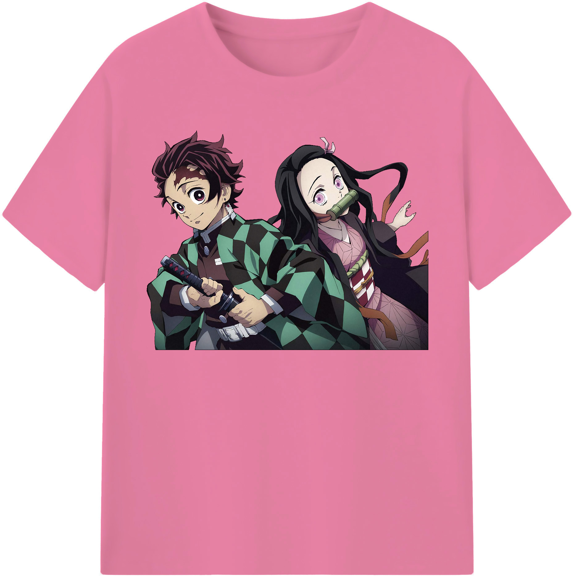 （画像用） 鬼滅の刃（きめつのやいば）竈門 禰󠄀豆子／かまど ねずこ Kamado Nezuko 綿100％半袖Tシャツ（フロントプリント）